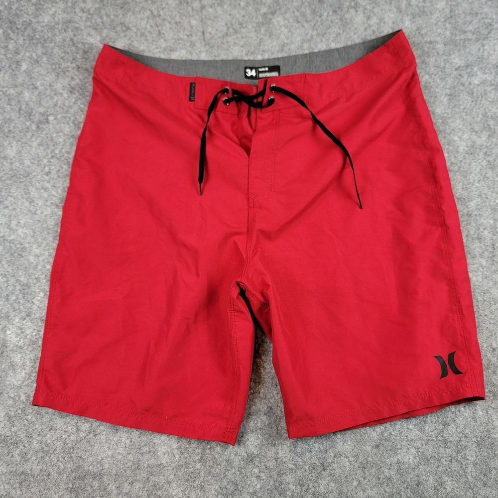 Hurley Mens Red Board Shorts Swim Trunks Size 34 Recycled Polyester 923820
